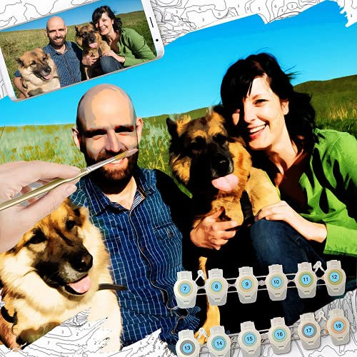 7-Mi Personalisiertes individuelles Malen nach Zahlen für Erwachsene, Malsets für Haustiere und Porträts, Geschenke -Machen Sie Ihre eigene Foto-Zeichnungsfarbe und Pinsel (Rahmen 40x50cm)