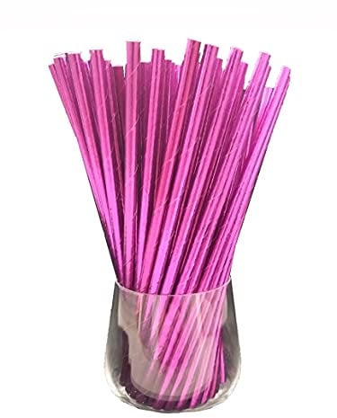 Papierstrohhalme, Papier Trinkhalm, Biologisch, Lebensmittelecht, umwelftreundlich, Einweg-Strohhalme, 120 Pack (Lila metallic)