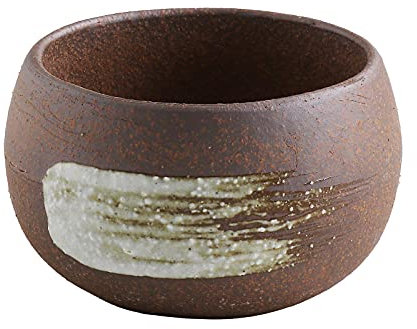 Wazakura Banko-Serie handgefertigte Bonsai Schale aus Keramik, 10 cm, hergestellt in Japan, Kleiner Garten-Übertopf, runde Blumenvase, Mini-Kaktus und Sukkulenten-Schüssel - Weißer Bürstenstrich