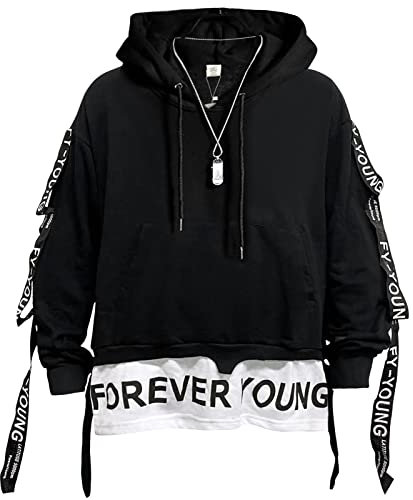 Covisoty Sweat à Capuche Homme Sweatshirt pour Unisex, Techwear Hip Hop Pull Homme Sport Capuche Les Loisirs
