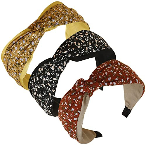 Breites Stirnband für Frauen Stoff Haarband Alice Band Elastische Damen Stirnband Haarzubehör für Frauen und Mädchen (WidYellow)