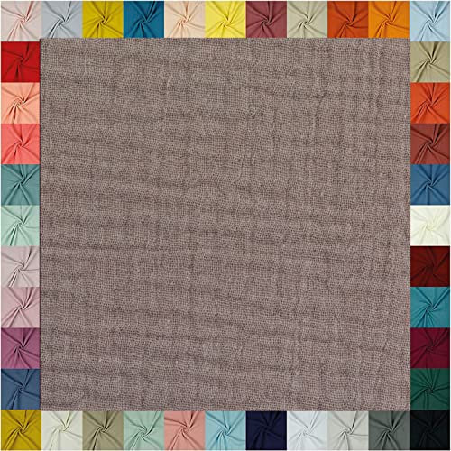 Hochwertiger Musselin Stoff Meterware - weicher Baumwollstoff für Kleid Baby Decke Tuch Tagesdecke Bettwäsche ÖkoTex Double Gauze uni Baumwollstoffe Dekostoff Stoffe zum Nähen Meterware 0,5 m (beige)