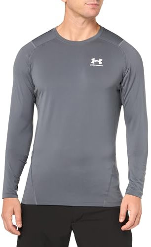 Under Armour Men's HeatGear Armour Compression Long Sleeve, Fast-Drying Base Layer Compression Top, Stretchy and Comfortable Men's Top,Castlerock / / White,MD