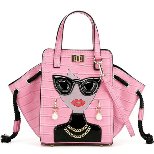 Daisy House Neuheit personalisierte Frauen 3D Damen Gesicht PU Leder Top Griff Satchel Handtaschen Einkaufstasche