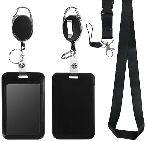 Retractable ID Badge Holder with Breakaway Lanyard,Heavy Duty Badge Reel,Detachable Keychain, Cruise Ship Cards Holder,for Nurse Officer Teacher Security Staff Women Men