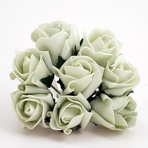 Italian Options Colourfast Artificial Foam Rose Flowers Wedding Bouquet, 3cm, Vintage Sage