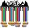CREATCABIN Lauf-Medaillenhalter Aufhänger Medaillenständer Bergbäume Metall Regal Sport-Medaillenständer Rahmen Wandmontage Aufhängen Über 60 Medaillenaufhänger Für Marathonläufer 40x15cm Schwarz