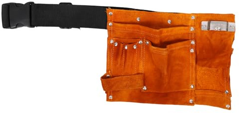 Children's Garden Tool Bag Pu Leather Waist Pouch with Multiple Pockets | Yellow Finish, Boys and Girls Use, Easy Grabbing Design, Portable Repair Storage, Waist-hung Carry