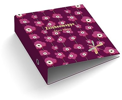 Personalisierter Ringordner | Ordner | Zeichenmappe | Blumen | Mit Griffloch | für DIN A4 | 7,4 cm breit | Schule | Künstler | Abitur | Schulzeit