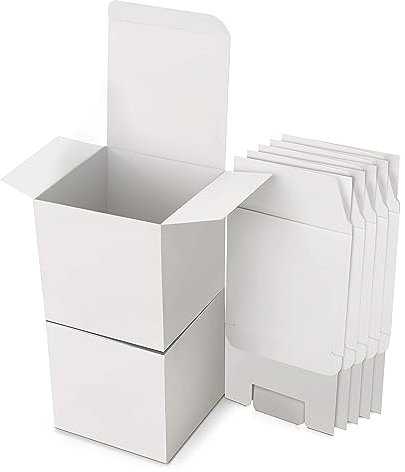 Lot de 15 boîtes cadeaux carrées en papier kraft blanc, 10 x 10 x 10 cm, avec couvercle, idéales pour cadeaux, fêtes, anniversaires et mariages.