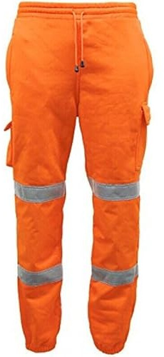 AAIF RETAILS® Men Hi Vis Viz Workwear Trousers Jogging Bottom Visibility Safety Fleece Pant UK (Orange 3XL)