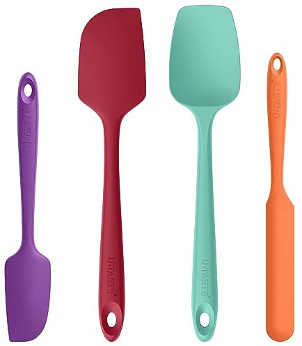 Silicone Cucina Spatola Set 4: U-Taste 315℃ Resistente al Calore Leccapentole in Gomma, Utensili per Pasticceria Antiaderenti Antigraffio senza BPA per Cucinare e Cuocere (Multicolore)