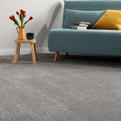 Steffensmeier Teppichboden Catania Meterware | Auslegware für Kinderzimmer Wohnzimmer Schlafzimmer | Grau, Größe: 500x1000 cm