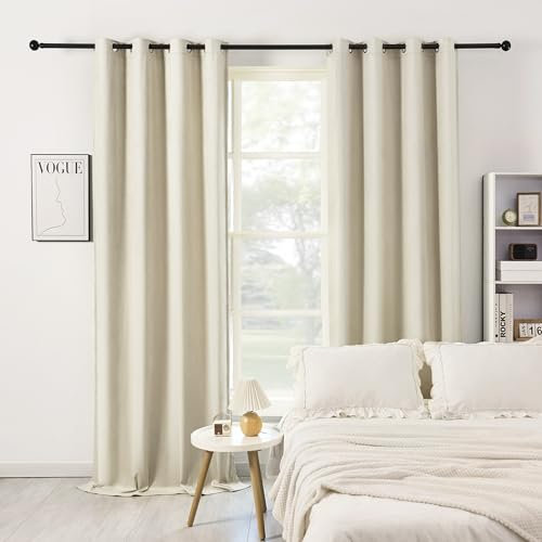 WOLTU Samtvorhang Gardinen mit Ösen Vorhang Blickdicht Verdunklungsvorhänge Samt Thermovorhang Kälteschutz, Velvet Samt Curtains für Deko Schlafzimmer Wohnzimmer, 135x245 cm Beige (1 Stück)
