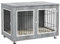 PawHut Hundekäfig Möbel mit 2 Türen Kissen 2 Verriegelungen Metall Hundebox für Zuhause Indoor Hundehütte für große Hunde bis zu 25 kg Beistelltisch Hundehaus 90 x 58 x 65 cm Grau