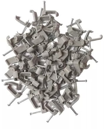 1.5mm2 Double Twin & Earth (16x5mm) Grey Cable Clips 100 Pack Nail Clips, Cable Tacks for Electrical Cables
