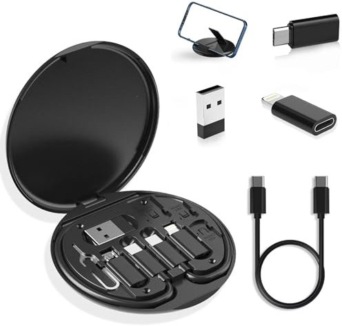 ILZAR Multi USB Charging Adapter Cable Kit, USB to USB C Adapter and Sim Card Adapter Conversion Set, USB C to USB Adapter Box, USB C to Micro USB Adapter and Phone Holder for Traveling