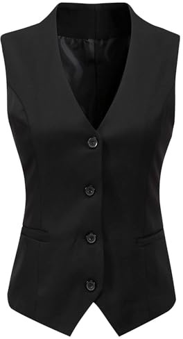 Gowjog Gilet Costume Femme Sans Manches Veste Noir S