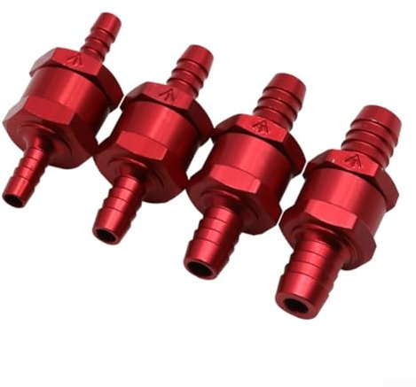 Kraftstoffleitungs-Rückschlagventil-Set, verhindert Kraftstoffrückfluss, Aluminiumlegierung, 6 mm, 12 mm, 4 Stück (rot)