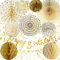 Decorazioni Compleanno Oro Beige, Addobbi, Buon Compleanno, Happy Birthday Ghirlanda, Fiori di Carta, Ventaglio di Carta Festa per Ragazza Donne Ragazzi Uomini