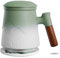 ZENS Tea Infuser Mug with Lid, 450 ML Embossed Ceramic Tea Cup Tea Strainers for Loose Tea Diffusers, Wood Handle Tea Infuser Mug with Coaster for Women Tea Lovers Gifts, Tea Steeper Accessories