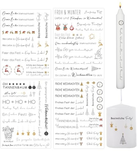 Bolosa 4 Stück Kerzentattoos, Kerzentattoos Weihnachten, Kerzen Tattoo, Weihnachten Deko, Wasserschiebefolie Kerzen, Weihnachten L