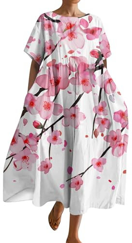 Robe Femme, Robe Longue Femme Ete Grande Taille Boheme Robe Longue Été Ete Femme Grande Taille 52 54 56 Boheme Dentelle (2-Rose,3XL)