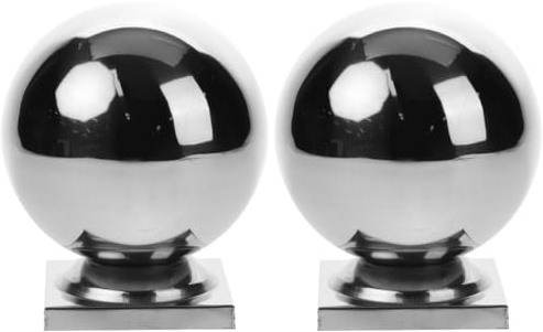 HOMSFOU Guardrail Post Cover Stainless Steel Fence Post Caps Ball Shape 2pcs Hand Railing Balls for Gates Fences and Railings Easy Installation 5.51 X 6.30 X 3.15 in