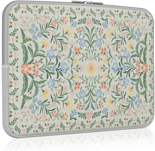 iCasso Laptop-Hülle für MacBook Air 13-13,6 Zoll, niedliche Laptophülle für MacBook Pro 13 Zoll, schlanke Schutzhülle für MacBook Pro 14 Zoll, Chromebook, HP, grünes Boho-Blumenmuster