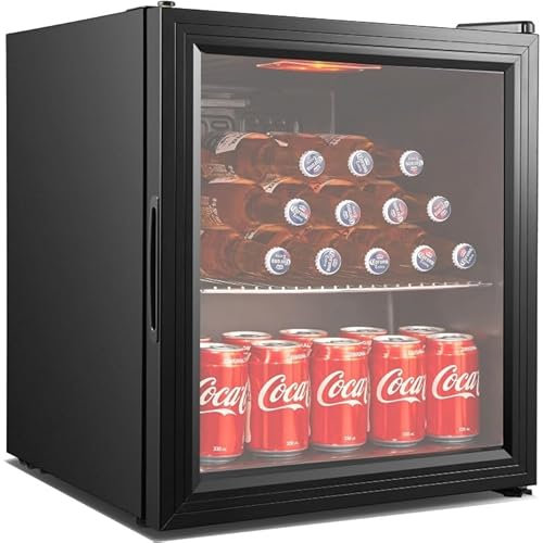 Stalwart Mini Bottle Cooler – 50L Glass Door Beverage Fridge, Beer/Wine Cooler, Eco Friendly Drinks Fridge (Black)