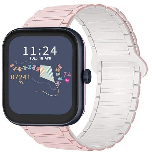 Blueshaweu Compatible for RADLEY Series Smart Watch 18mm 20mm 22mm Magnetic Silicone Sport Strong Magnet Strap Watchband Compatible With RADLEY Series 32/20 / 19/46 / 10 Smartwatch (Pink, 20mm)