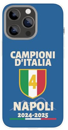 D&Vlab Cover Custodia Smartphone Cellulare Celebrativa Napoli 4° Scudetto 2025 Campione D'Italia per Tifosi Partenopei Ultras Calcio Sport Napoletani Supporters Calcio