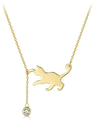 Qings Dackel/Schmetterling/Katze Kette für Damen 925 Sterling Silber Tier Anhänger Halsketten Hund Schmuck Geschenke für Frauen Hundeliebhaber