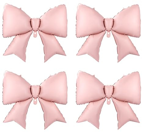 Lyreh 4stk Rosa Schleifen Ballon, 98x75cm Riesiger Luftballons Rosa Schleifen aus Aluminiumfolie Themen Geburtstags Dekoration für Brautparty Babyparty Verlobung Junggesellinnenabschied Partyzubehör