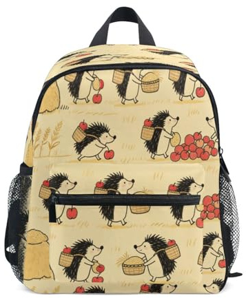miaozhen Harvest Fall Hedgehog Fruit - Mochila de seguridad con etiqueta de nombre para niñas, morral escolar para ni?o M