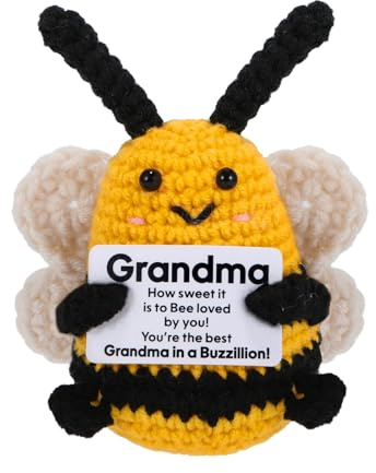 Geschenke für Oma Weihnachten Muttertag Großmutter Gigi Nana, lustige Ostereifüller, winzige Häkel-Positive Biene, Geburtstagsgeschenk für Oma Granmmy Mimi Nini Emotionale Bestätigungskarte