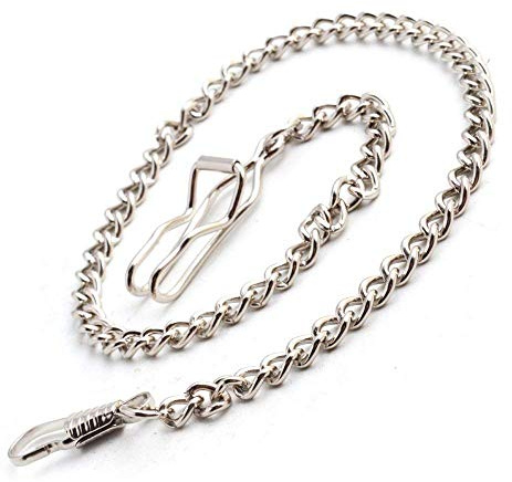 BOSHIYA Taschenuhr Kette 14 inch T Bar Albert Westenkette mit Karabiner Überzug Cowboy Kette für Herren Silber/Gold