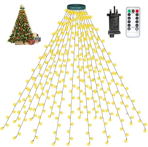 Nextronix Christmas Tree Lights Indoor - 400 LEDs 2.5mX16 Strands Outdoor Christmas Lights with 8 Modes/Remote/Timer, Waterproof Xmas Fairy Lights Easy to Install for 1-2.5M Christmas Tree Decorations