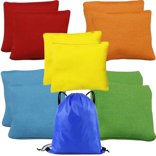 10 Stück Sitzsäcke, 10 x 10 cm, kleiner Sitzsack, Wurf für Handwurf, Cornhole-Spiel, Outdoor-Aktivitäten, Familienparty-Aktivitäten (5 Farben)