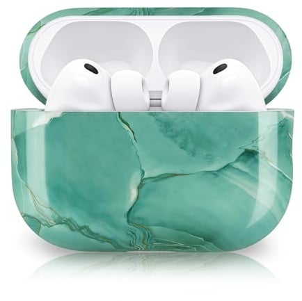 Newseego für Airpods Pro 3 Hülle, Marmor Airpods Pro 3. Generation Case Harte PC Schutzhülle mit Marmormuster Ultradünn Vollschutz Stoßfest für AirPods Pro 3 Grün