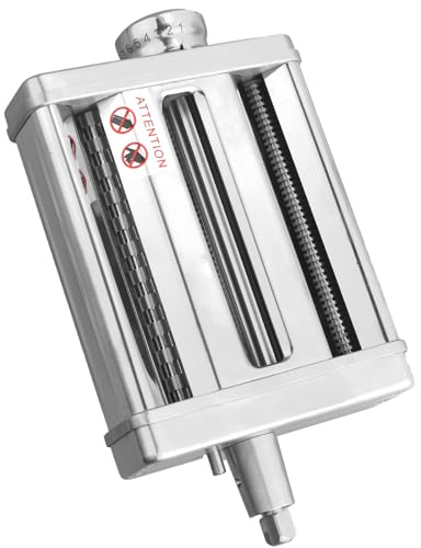 HOMGEN Pasta Maker Aufsatz für Kitchenaid – Professioneller 3-in-1-Nudelroller und -schneider-Aufsatz für KitchenAid aus Edelstahl, inkl. Roller, Spaghetti- und Fettuccine-Schneider, Zubehör usw
