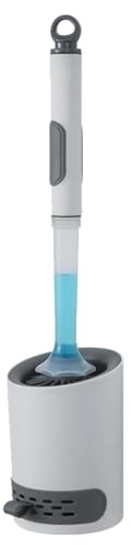 TQEBWUS Brosse De Toilette À Remplissage Liquide, 45x10.5cm Nettoyant pour Brosse De Toilette Rechargeable avec Distributeur De Savon, Brosses WC Murale Rechargeable, Support De Brosses À Long Manche