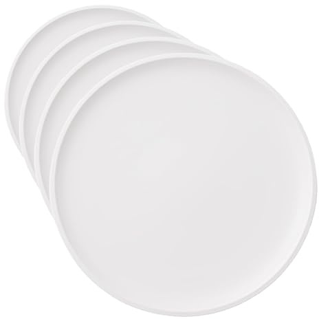 Villeroy & Boch – Artesano Original Pizza Plate, Large Premium Porcelain Plate with a Raised Rim in White, Dishwasher Safe, 32 cm (Pack of 4)