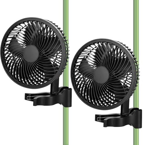 Grow Ventilator Oszillierend mit Clip, Clip Ventilator mit EC-Motor, 10 Stufen & 2 Modi, 3 m Kabel Klemmventilator für Grow Zelte, Anzuchtzelt, 150mm Durchmesser, 544 m3/h Luftstrom, 28 dB(A)(2 Stück)