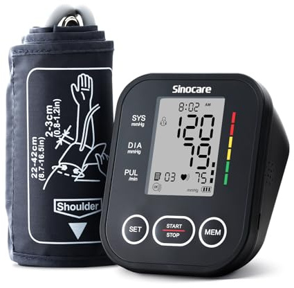 Blood Pressure Monitor, sinocare Upper Arm BPM with Large Cuff 22-42cm, Blood Pressure Monitors for Home Use，One-Button Operation, Dual User, Accurate & Practical