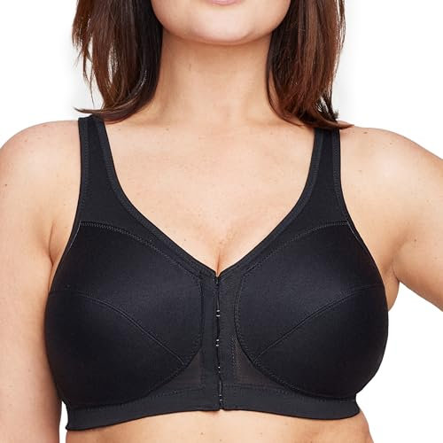 Glamorise Magic Lift Front Close Posture Support Bra, Sujetador para Mujer, Negro 135E