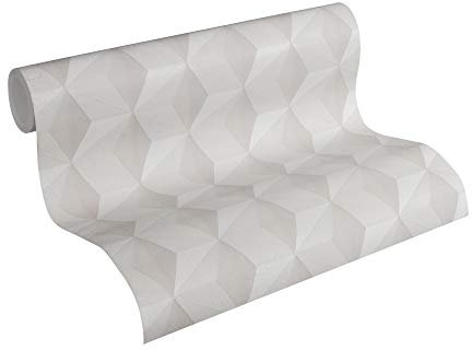 Papier Peint Géométrique New Life A.S. Création Papier peint intissé 10.05 m x 0.53 m Beige Fabriqué en Allemagne 962551 96255-1