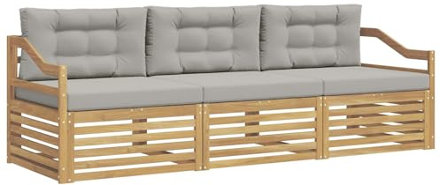 vidaXL Outdoor-Sofagarnitur 3 pcs Weiß und Hellgrau Polyester, Outdoor Lounge, Moderne Ecksofa, Gartenmöbel, Terrassen-Sitze, Komfortables Set für Wohnräume