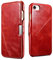 Mobiskin case compatible with Apple iPhone SE 2022 5G, iPhone SE 2020, iPhone 8, iPhone 7, cover with genuine leather, book-style protective phone case, ultra-slim folio, thin wallet, red vintage