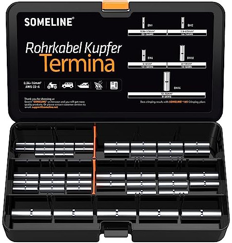 SOMELINE® Capicorda Elettrici in Rame Stagnato - Terminali Occhiello Crimpare DIN 46234 - Connettori Anello - 0,34mm²-16 mm² Capicorda in Rame Stagnato ad Anello,Capicorda Elettrici Occhiello